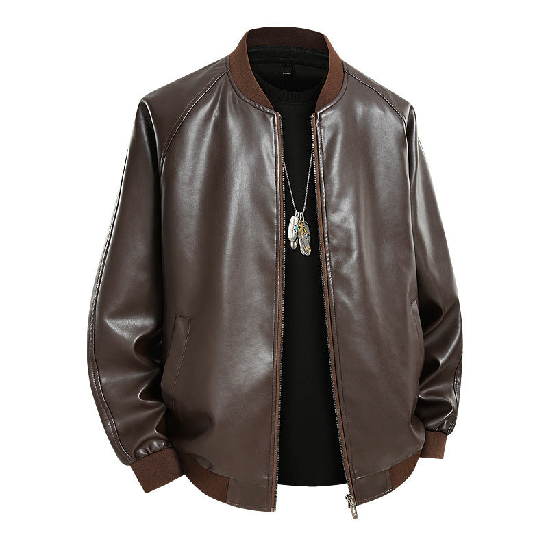 Herren Modische Leder Bomberjacke Echo Archiv