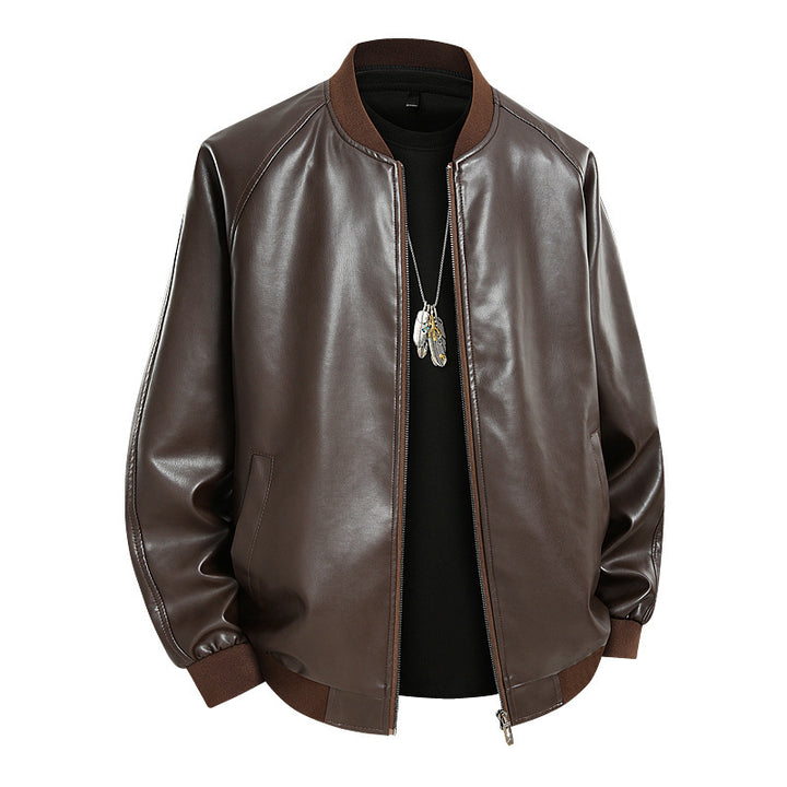 Herren Modische Leder Bomberjacke Echo Archiv