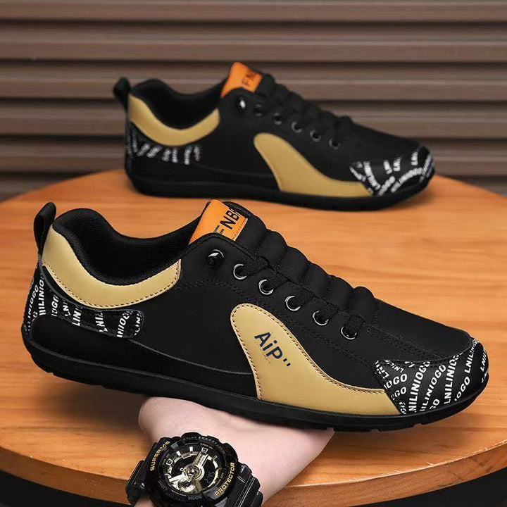 Herren Moderner Low-Top Lederimitat-Sneaker mit gepolstertem Schaft und profilierter Gummisohle Echoarhiv – Norré