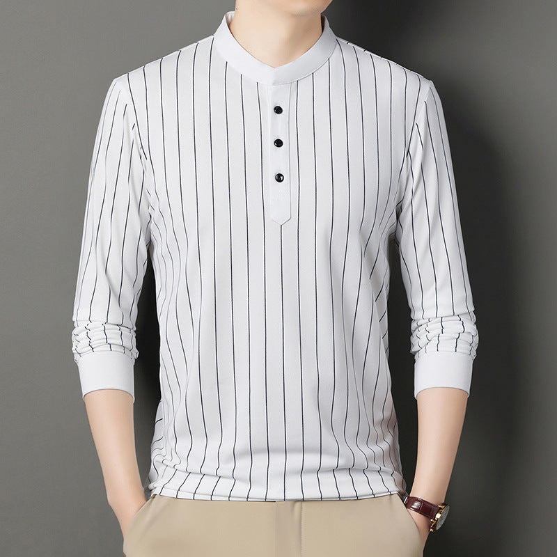 Herren Poloshirt mit elegantem Streifenmuster und hochwertiger Knopfleiste Echoarchiv
