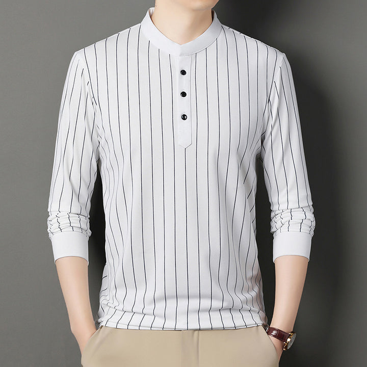 Herren Poloshirt mit elegantem Streifenmuster und hochwertiger Knopfleiste Echoarchiv