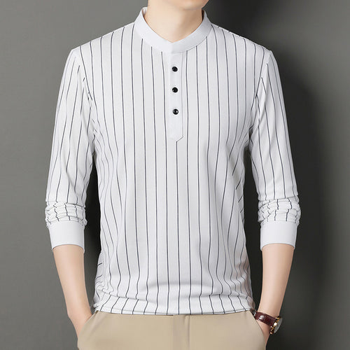 Herren Poloshirt mit elegantem Streifenmuster und hochwertiger Knopfleiste Echoarchiv