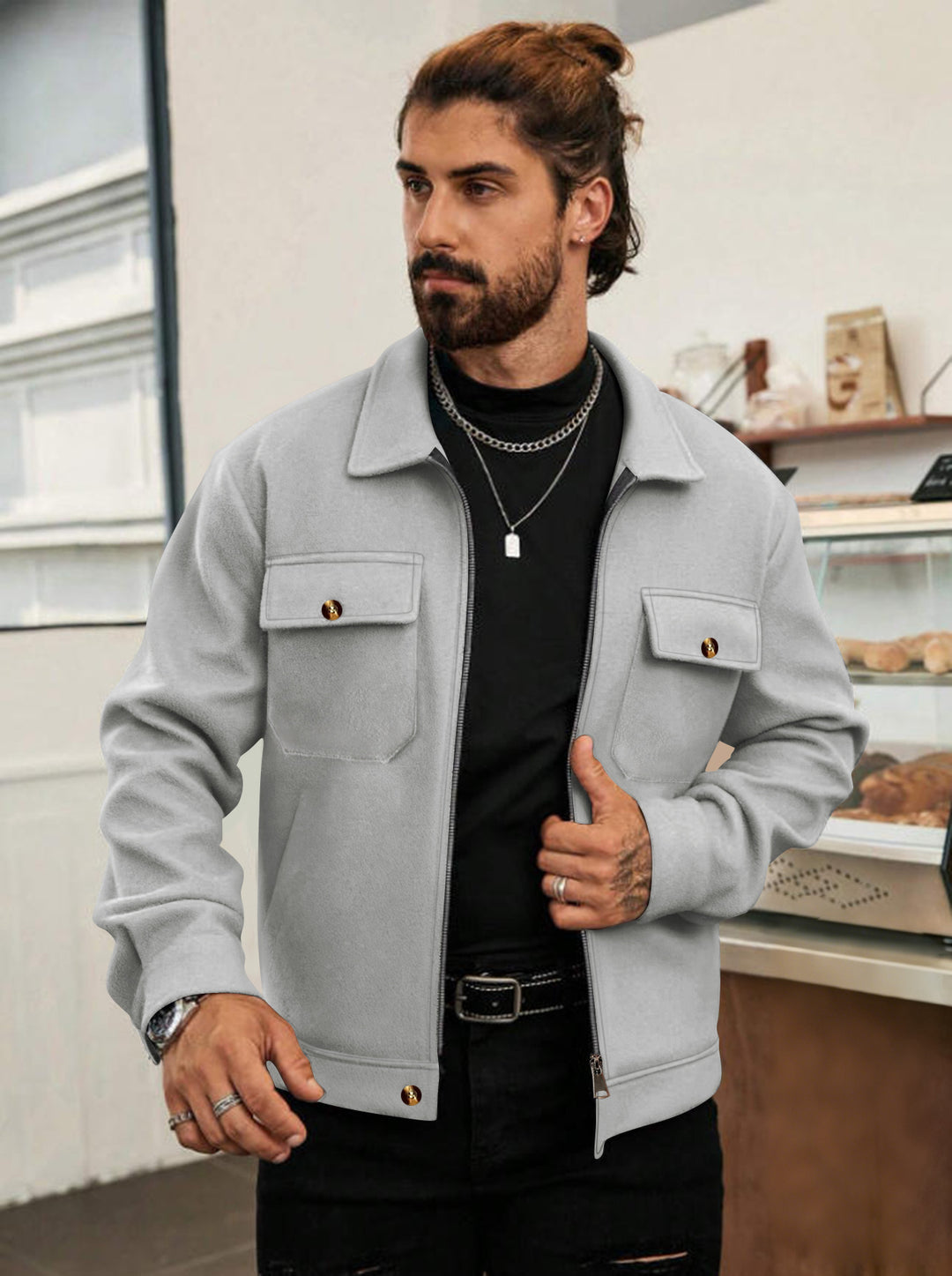 Herren City-Stil Jacke mit verstecktem Reißverschluss von Echoarchiv