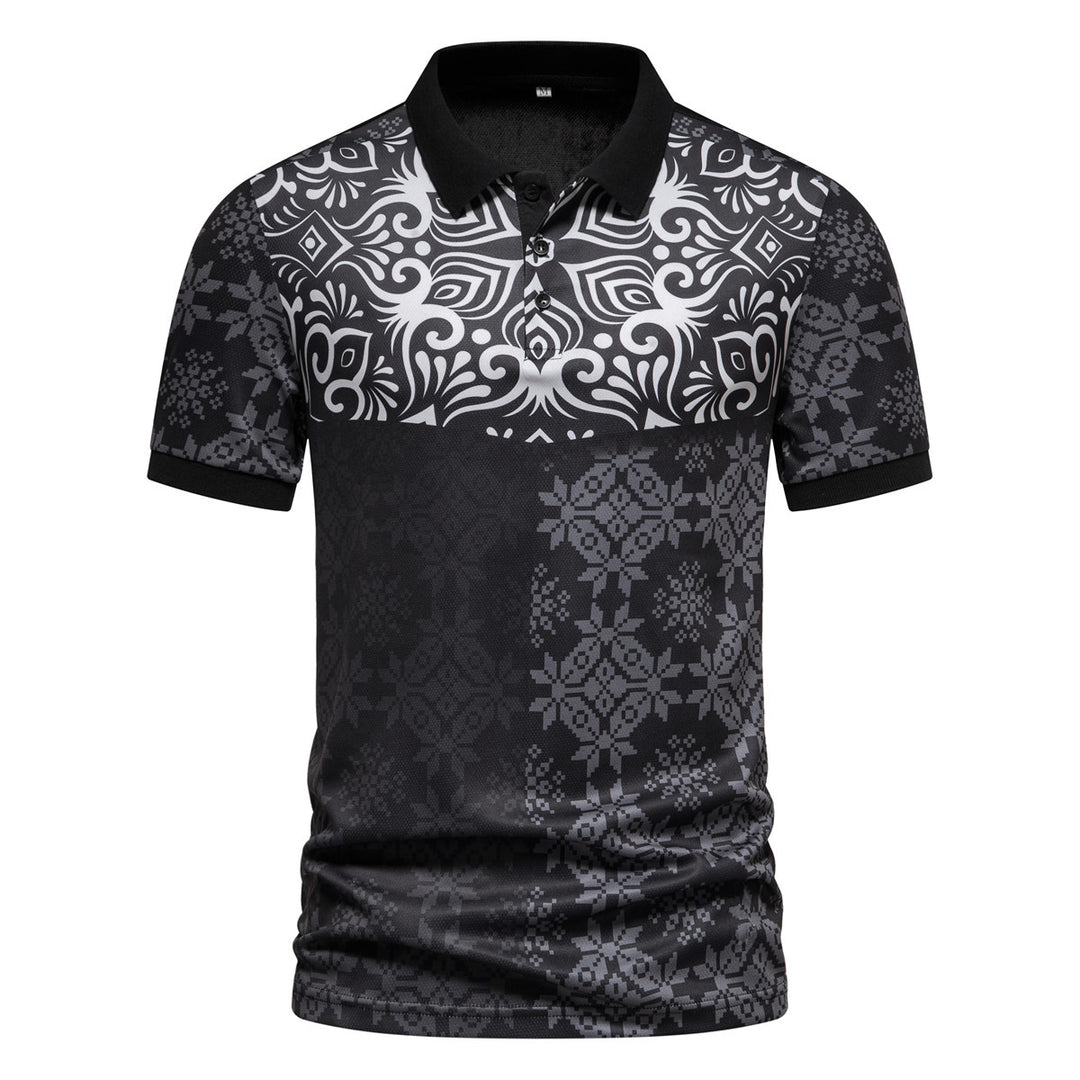 Herren Polohemd mit modernem Grafikdesign und atmungsaktiver Funktion Echoarchiv