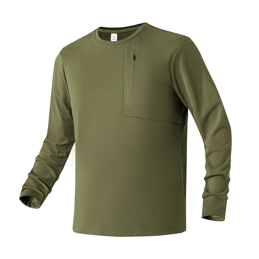 Herren Atmungsaktives Performance-Langarmshirt mit Brustreißverschlusstasche und ergonomischen Nähten Echo Archiv