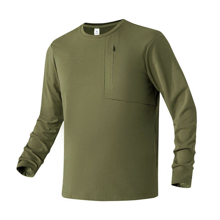 Herren Atmungsaktives Performance-Langarmshirt mit Brustreißverschlusstasche und ergonomischen Nähten Echo Archiv