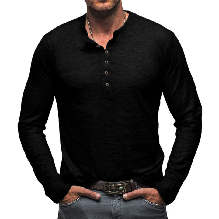 Herren Langarm Henley-Shirt mit Knopfleiste und weichem Baumwollmix Echoarchiv