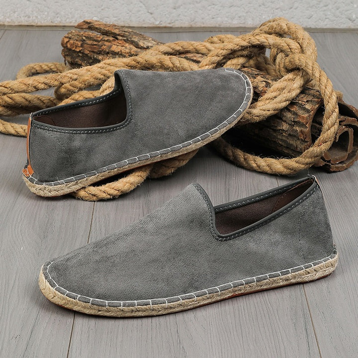 Herren Espadrilles aus Veloursleder mit geflochtener Juteborte und rutschfester Gummilaufsohle Echoarchiv