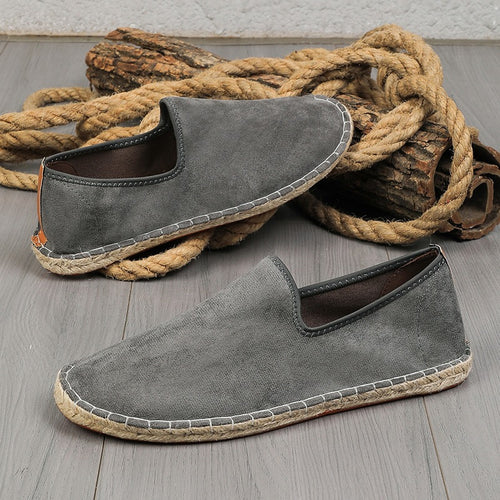 Herren Espadrilles aus Veloursleder mit geflochtener Juteborte und rutschfester Gummilaufsohle Echoarchiv