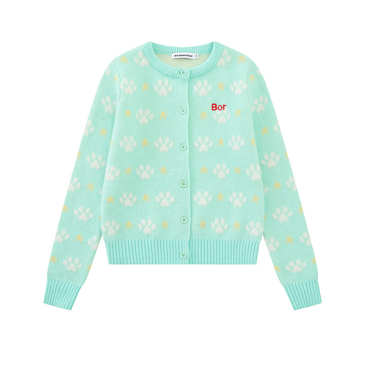 Damen Strickjacke mit Allover‑Jacquard, Rundhalsausschnitt und Knopfleiste Echoarchiv