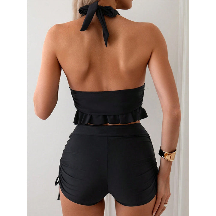 Damen Badeanzug mit frilly Oberteil und hohem Bund Echo Archiv