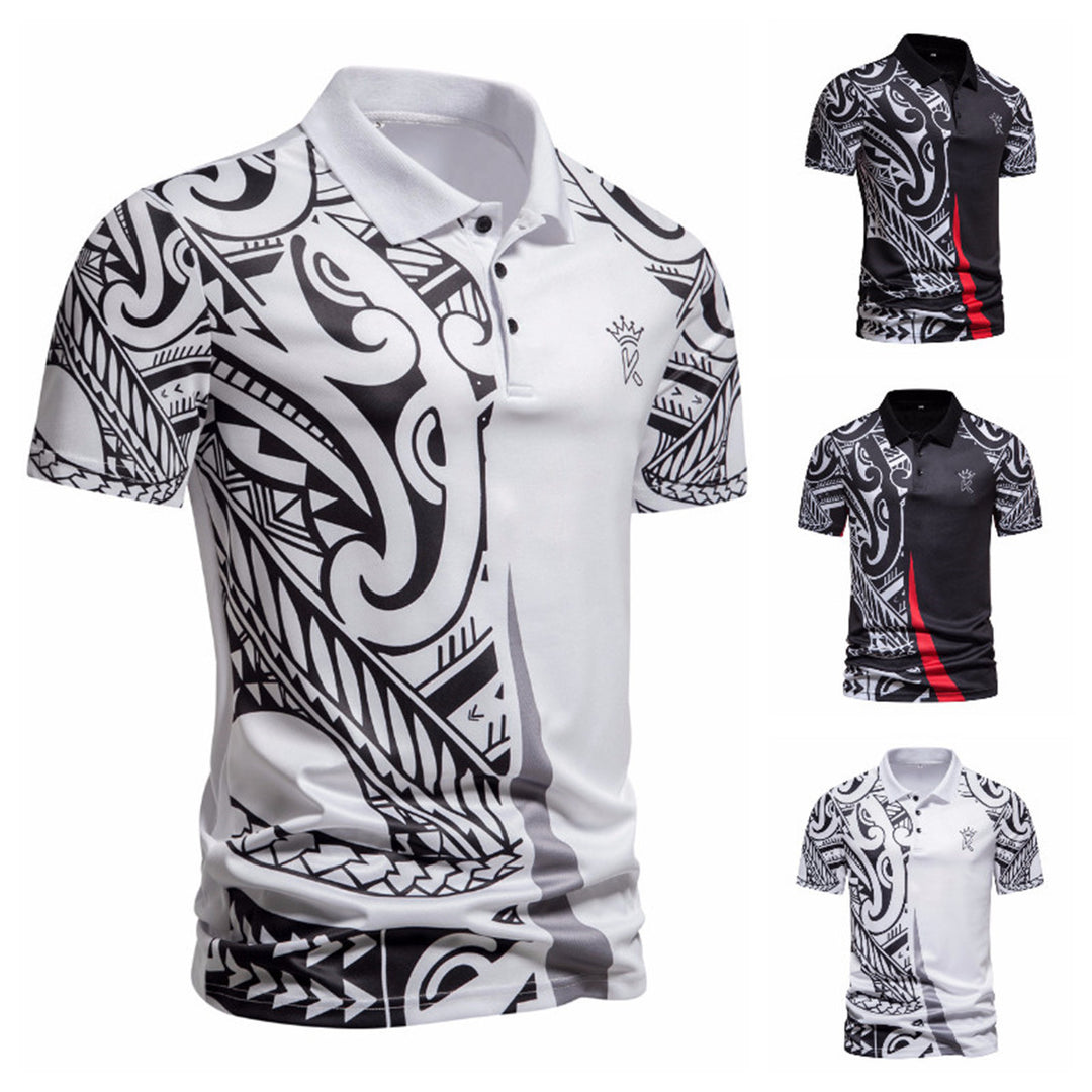 Herren Poloshirt mit modernem tribal Design und atmungsaktiver Funktionalität Echoarchiv
