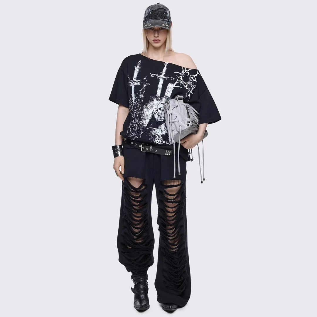 Damen Oversized T-Shirt mit kreativem Grafikdesign Echo Archiv