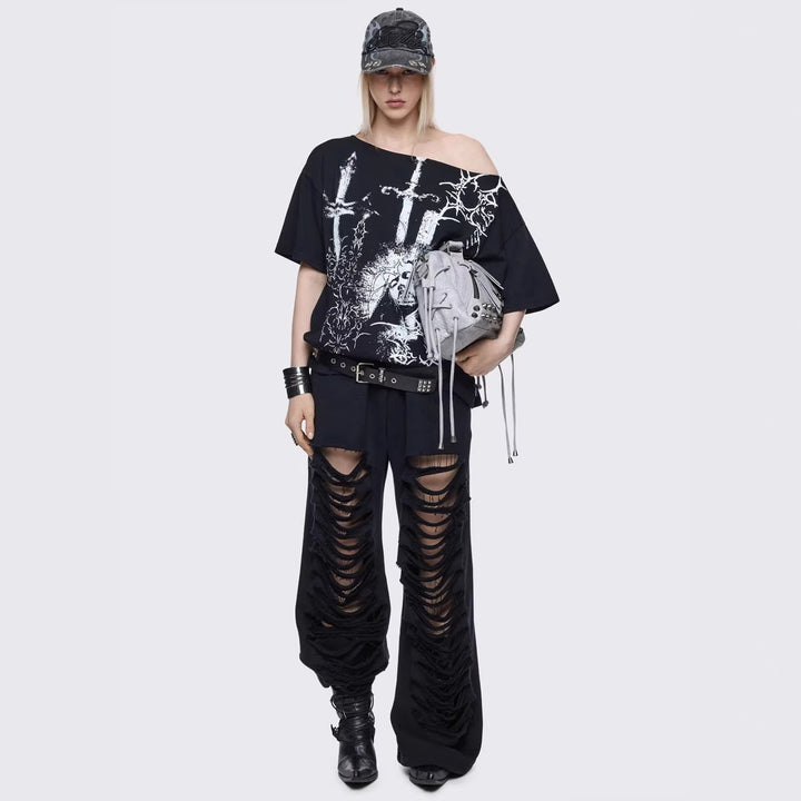Damen Oversized T-Shirt mit kreativem Grafikdesign Echo Archiv