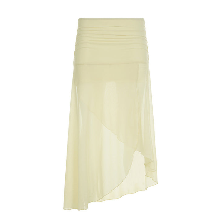 Damen asymmetrischer Chiffonrock mit elastischem Bund und Rüschendetails Echo Archiv