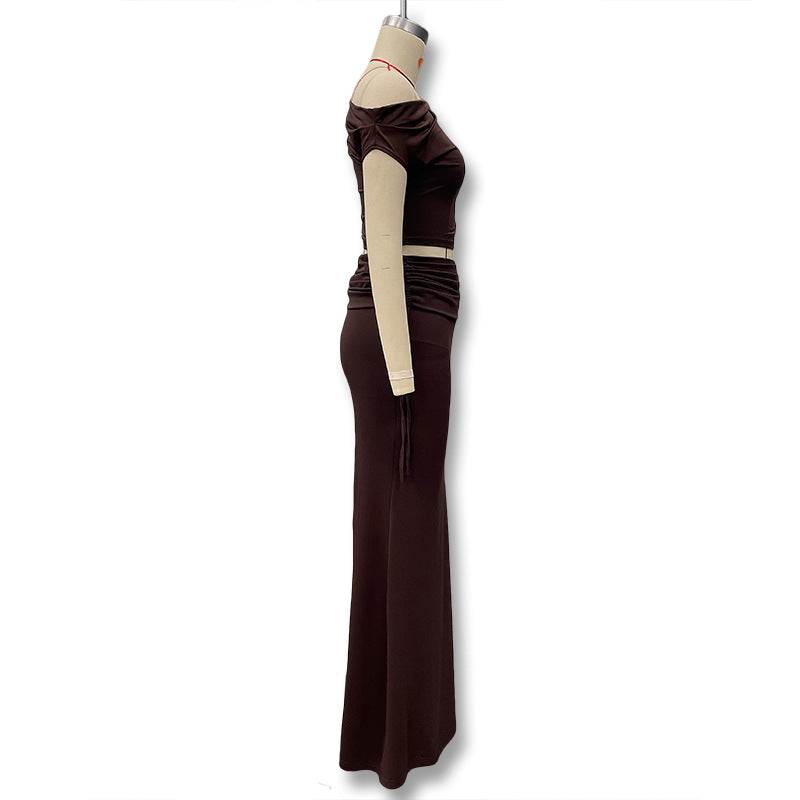 Damen Langarm-Maxikleid mit asymmetrischem Schnitt und elegantem Oberteil Echo Archiv