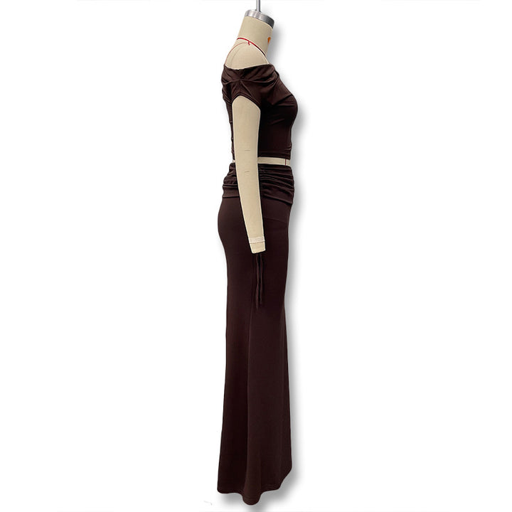 Damen Langarm-Maxikleid mit asymmetrischem Schnitt und elegantem Oberteil Echo Archiv