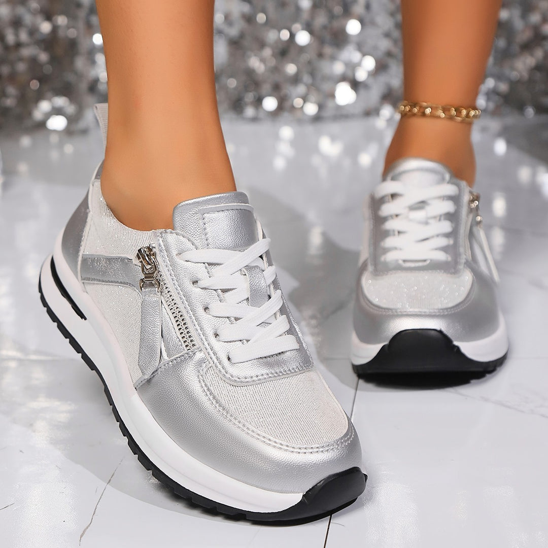 Damen modischer Keil-Sneaker mit seitlichem Reißverschluss gepolstertem Memory-Fußbett und profilierter Laufsohle Echo Archiv