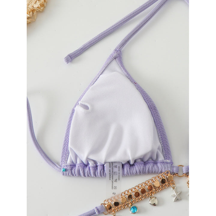 Damen Triangel-Bikini mit modischen Schmuckdetails und Bindebändern Echo Archiv