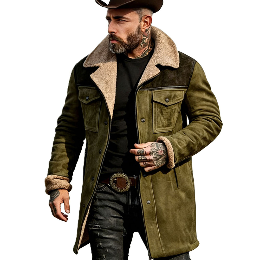 Herren Pilotenjacke aus Velourslederoptik mit Teddyfellinnenfutter und Reverskragen Echoarchiv