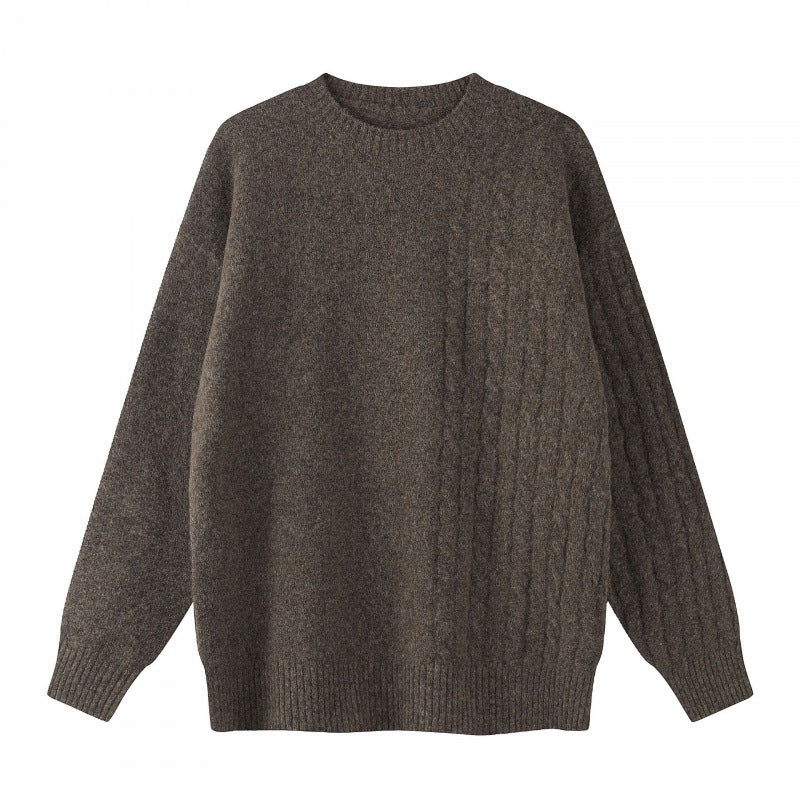 Unisex Oversize Feinstrickpullover mit Zopfmuster-Detail und Rundhalsausschnitt Echo Archiv