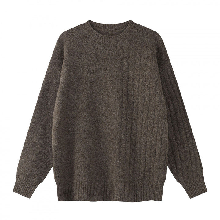 Unisex Oversize Feinstrickpullover mit Zopfmuster-Detail und Rundhalsausschnitt Echo Archiv