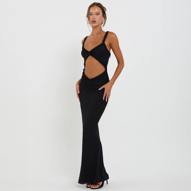 Damen Figurbetontes Wickelkleid mit raffinierten Cut-Outs und Rüschendetails Echo Archiv