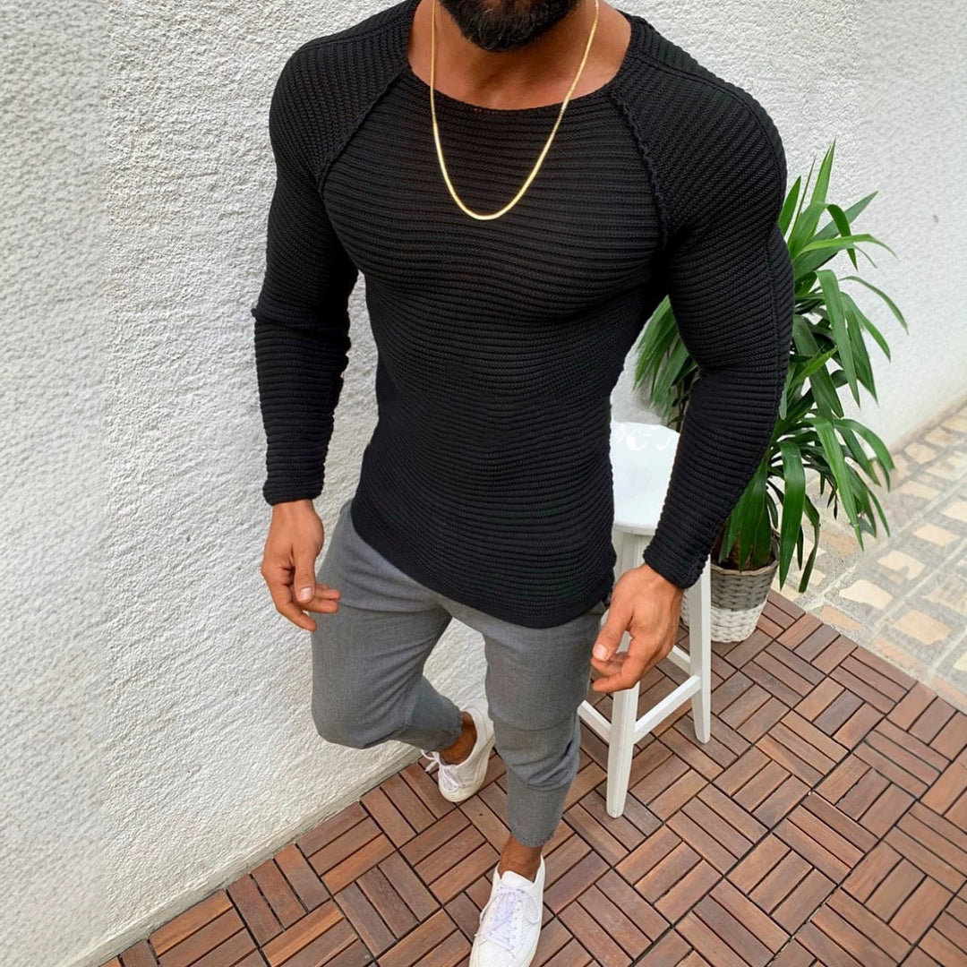 Herren nan figurbetonter Strickpullover mit Raglanärmeln und elastischer Struktur Echo Archiv