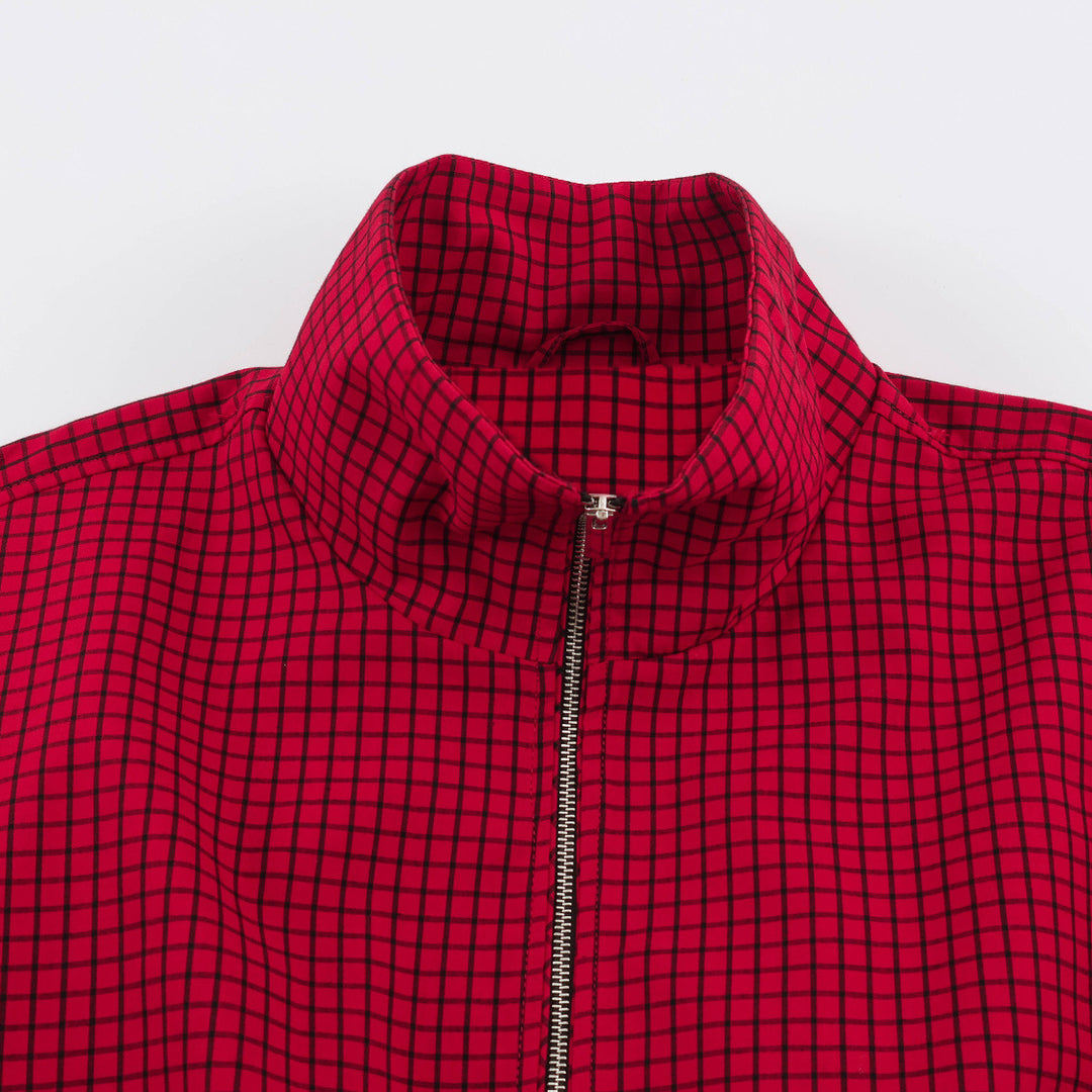 Damen Oversize-Boxy-Bomberjacke mit Stehkragen, Karo-Muster und elastischem Saum Echo Archiv