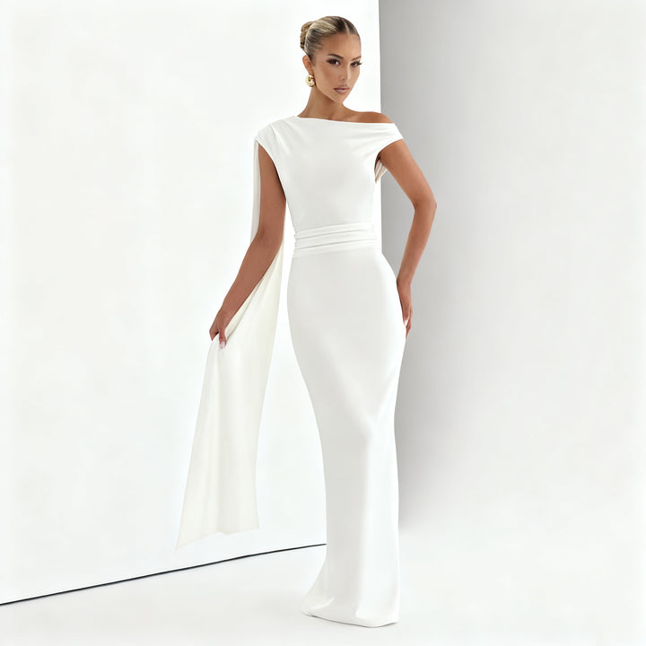 Damen Elegantes Langes Abendkleid mit Ein-Schulter-Design Echo Archiv