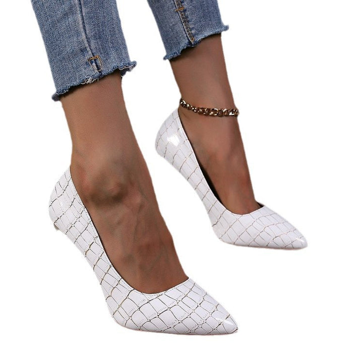 Damen Elegante High Heel Pumps mit glänzendem Krokodil-Design und markantem Absatz Echoarchiv