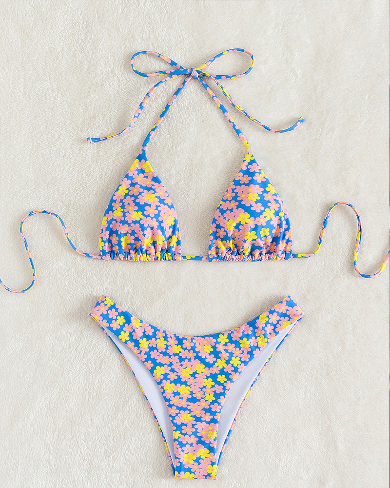 Damen Triangel-Bikini-Set mit floralem Muster und hohen Beinausschnitten Echo Archiv