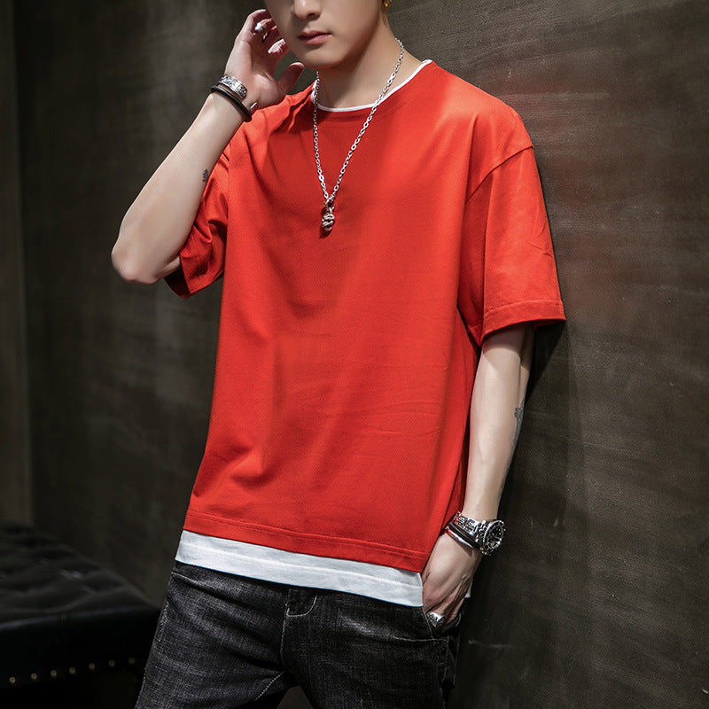 Herren lässiges oversized T-Shirt mit kontrastierendem Untersetzer Echoarchiv