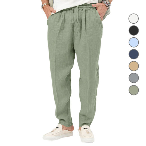 Herren Leichte Leinenhose mit elastischem Bund und praktischen Eingrifftaschen Echoarchiv