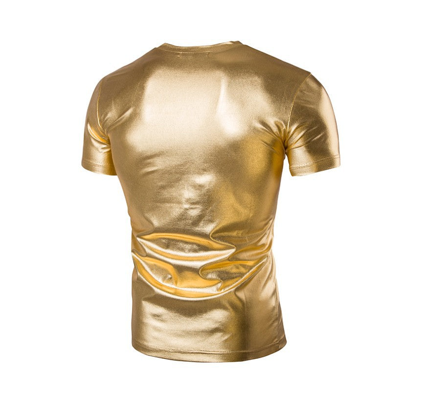Herren Sportliches V-Ausschnitt T-Shirt mit glänzender Oberfläche Echoarchiv