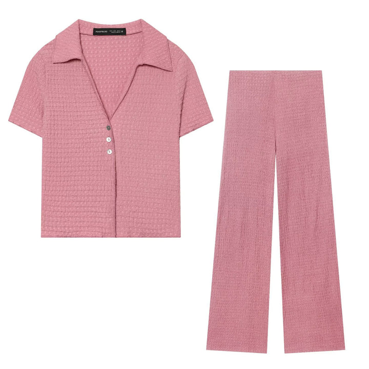 Damen Hochbundhose mit weitem Schnitt und lässiger Textur Echo Archiv