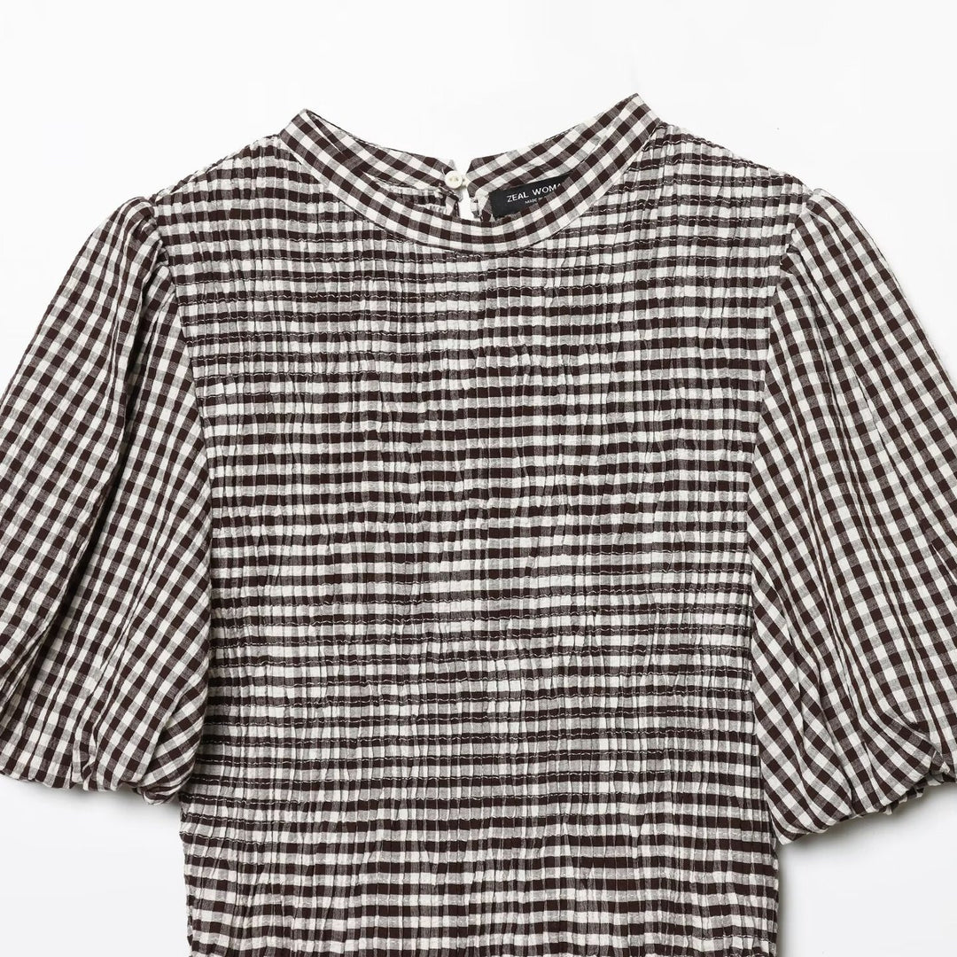 Damenbluse mit dekorativen Puffärmeln und geschmeidiger Rüschensilhouette Echo Archiv