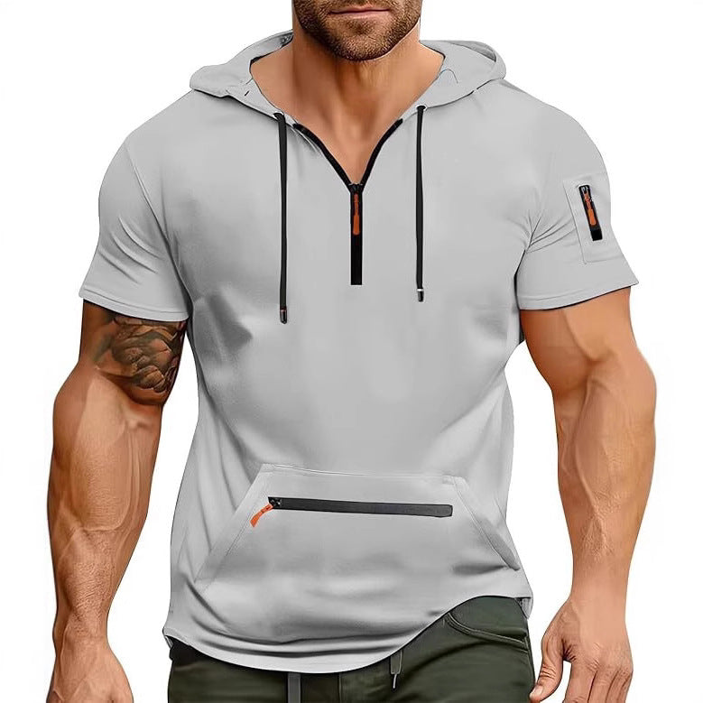 Herren Kurzarm Hoodie mit Reißverschluss Echoarchiv