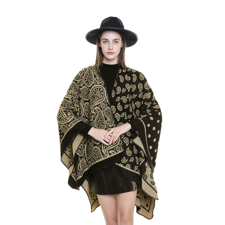 Damen Oversize-Jacquard-Umhang mit Paisley-Patchwork-Optik Echo Archiv