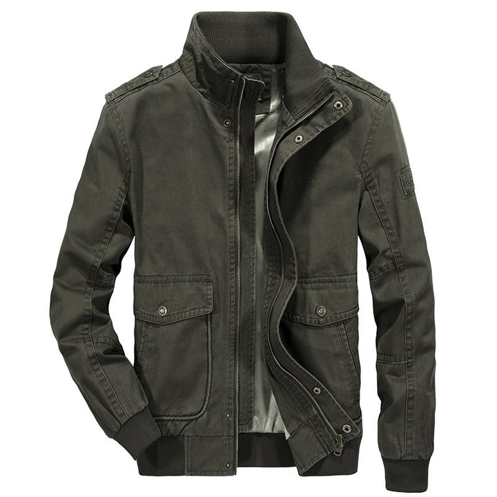 Herren Vintage-Canvas-Blouson mit hochschließendem Stehkragen und aufgesetzten Klappentaschen Echo Archiv