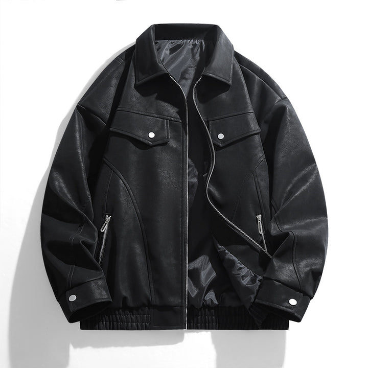 Herren lässige Kunstlederjacke mit praktischen Taschen Echoarchiv