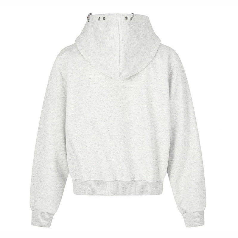 Damen Kapuzen‑Sweatjacke mit fotorealistischem Manga‑Frontprint, Fleece‑Futter und durchgehendem Reißverschluss Echoarchiv