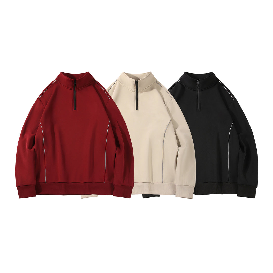 Herren Halfzip-Sweatshirt mit Stehkragen, reflektierenden Kedernähten und geripptem Saum Echo Archiv