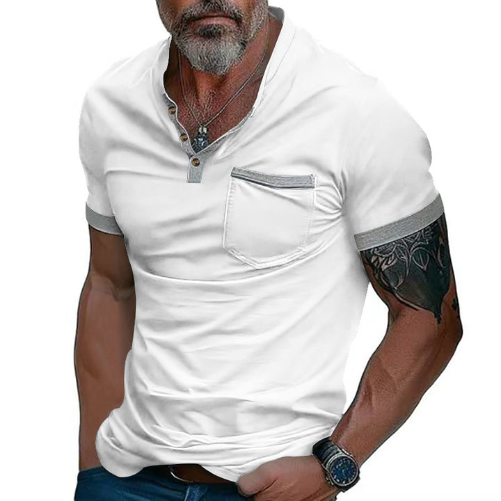 Herren Poloshirt mit modischem Kragen und Brusttasche Echoarchiv