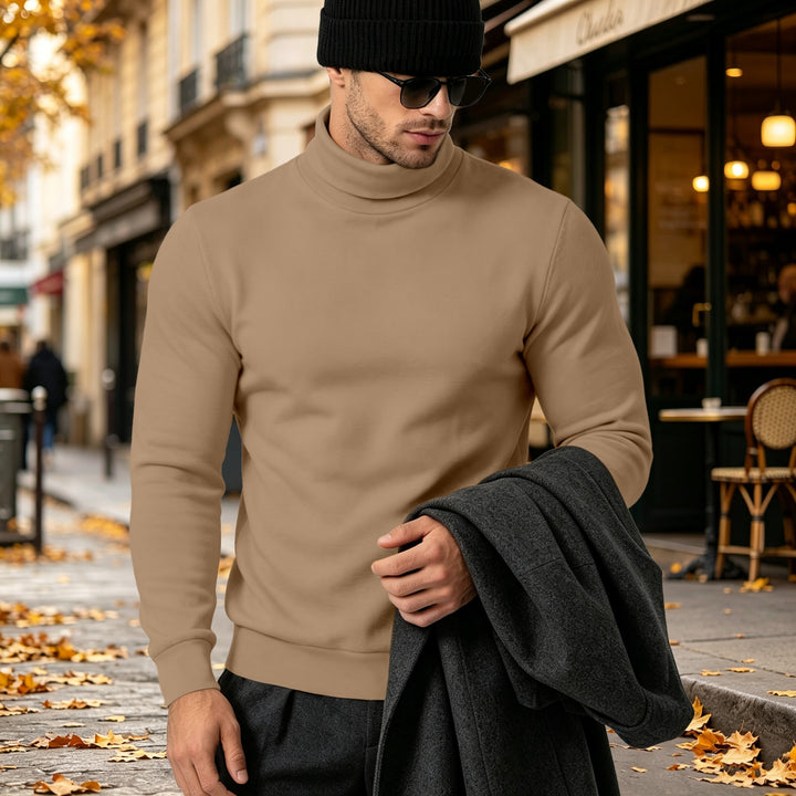 Herren Eleganter Baumwoll-Mix Rollkragenpullover Slim Fit Echoarchiv
