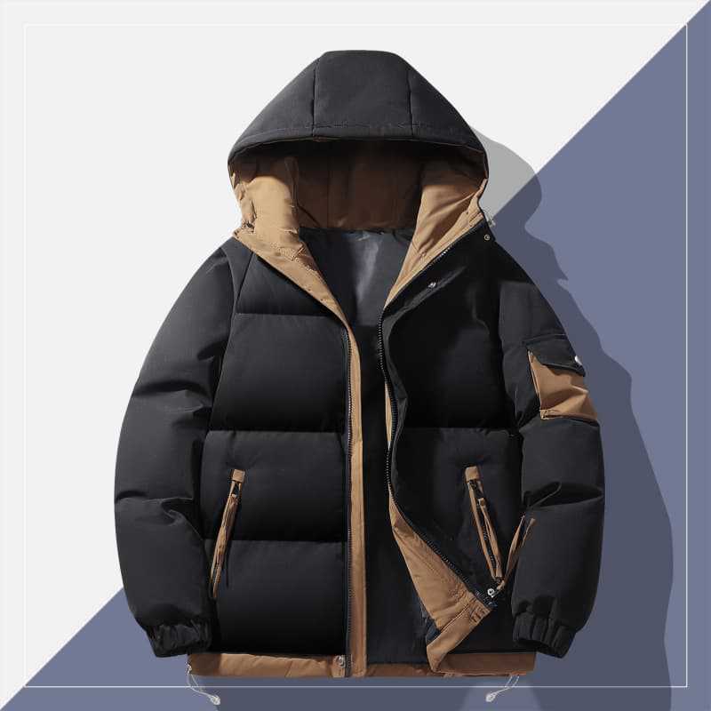 Herren urban gepolsterter Anorak mit Kapuze, kontrastierendem Futter und Mehrfachtaschen – Marzano