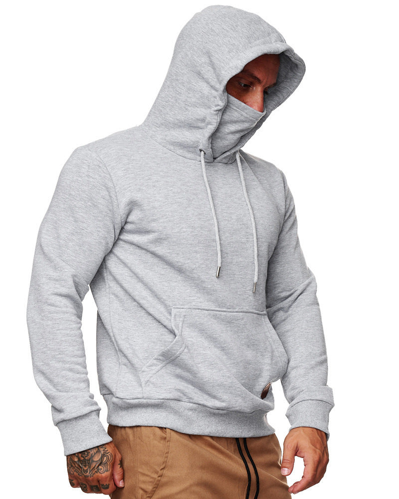 Herren nan Kapuzenpullover mit integriertem Schlauchkragen-Mundschutz, Kängurutasche und Rippbündchen Echo Archiv