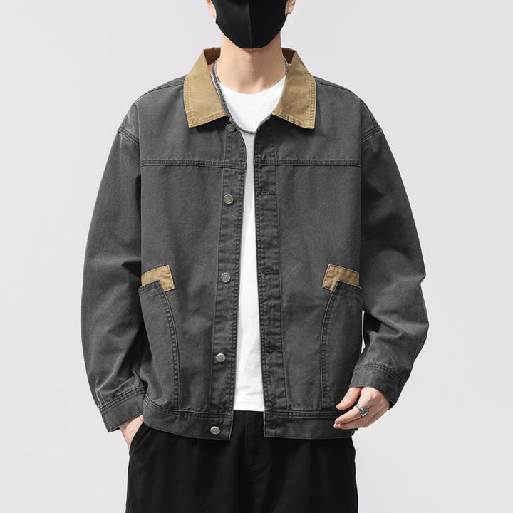 Herren Übergangsjacke aus robustem Denim mit Kontrastkragen und praktischen Taschen Echoarchiv
