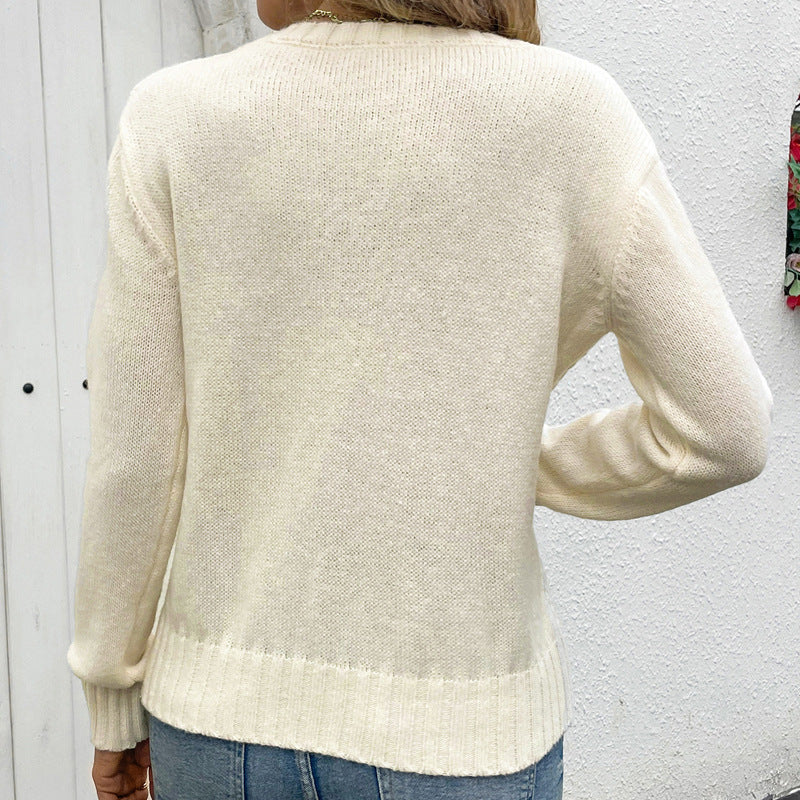 Damen Feinstrick-Pullover mit Wellen-Ajourmuster, Rundhals & legerer Passform Echoarchiv