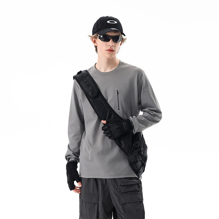 Herren Oversized-Langarmshirt mit Brustreißverschluss und Relaxed-Fit Echo Archiv